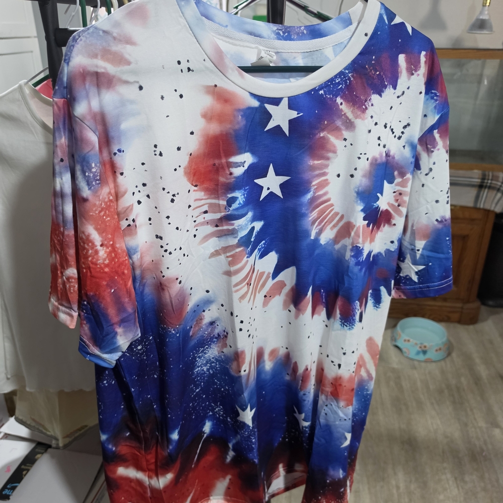 Red, White, and Blue Tie-Dye T-Shirt